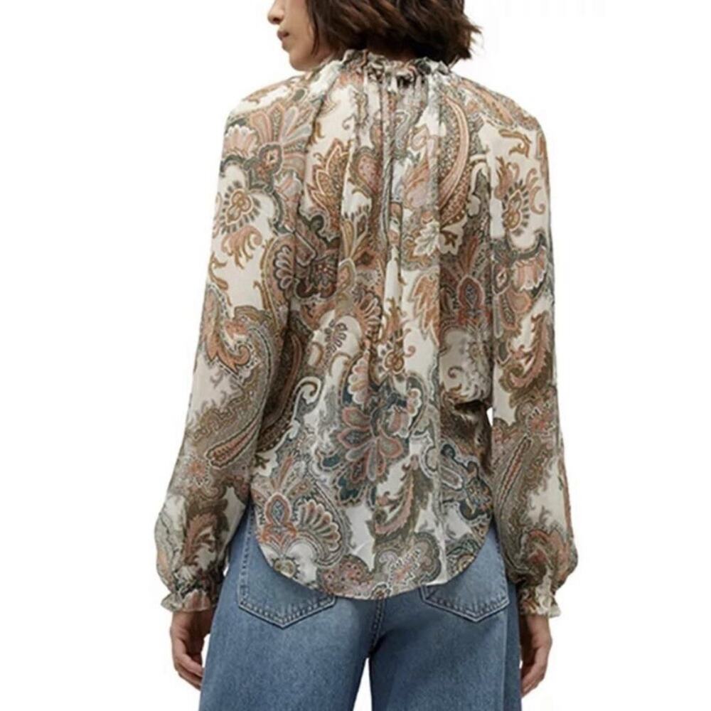 New Veronica Beard Long Sleeve Antonette Silk Blouse Barely Orchid Multi Size 6 - Picture 2 of 10